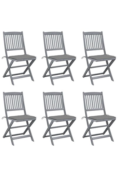 Concept Πτυσσόμενες καρέκλες εξωτερικού χώρου με μαξιλάρια, 6 τεμ., από μασίφ...