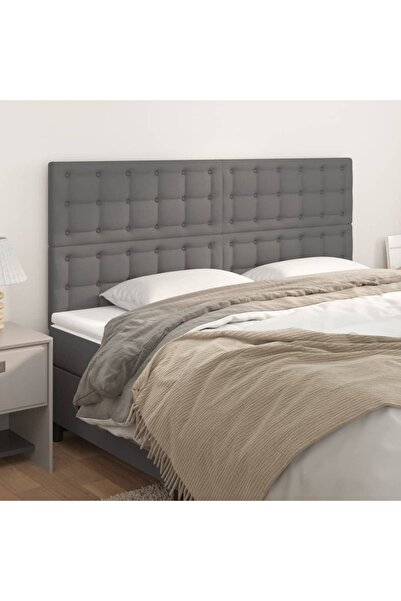 Concept Κομοδίνα, 4 τεμ., γκρι, 100x5x78/88 cm, οικολογικό Δερμάτινο