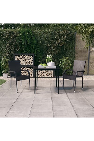 Concept Σετ επίπλων κήπου, 3 τεμάχια, μαύρο