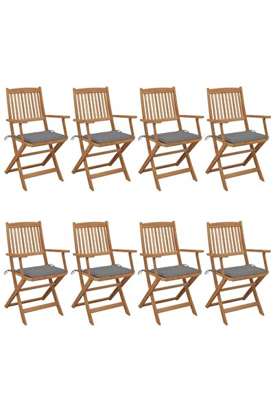 Concept Πτυσσόμενες καρέκλες κήπου με μαξιλάρια, 8 τεμ., από μασίφ ξύλο ακακίας