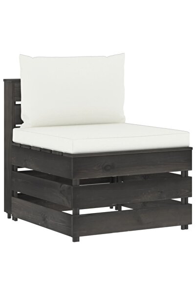 Concept Canapea de mijloc modulară cu perne, gri, lemn impregnat