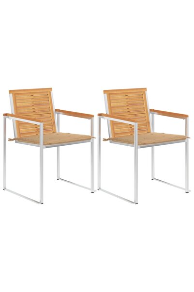 Concept Καρέκλες κήπου με μαξιλάρια, 2 τεμ., από μασίφ ξύλο τικ και χάλυβα