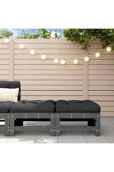 Concept Taburete de grădină cu perne, 2 buc., gri, lemn masiv de pin