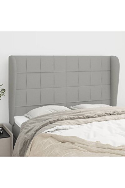 Concept Tăblie de pat cu aripioare gri deschis 147x23x118/128 cm textil