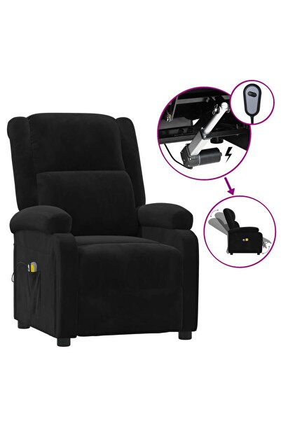 Concept Ηλεκτρική ανακλινόμενη πολυθρόνα μασάζ, μαύρη, Βελούδο