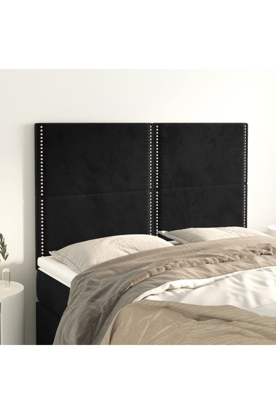 Concept Tăblii de pat, 4 buc, negru, 72x5x78/88 cm, catifea