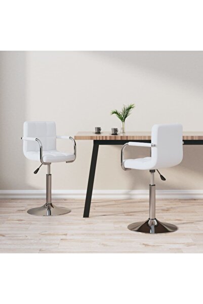 Concept Scaune de bucătărie pivotante, 2 buc., alb, piele artificială