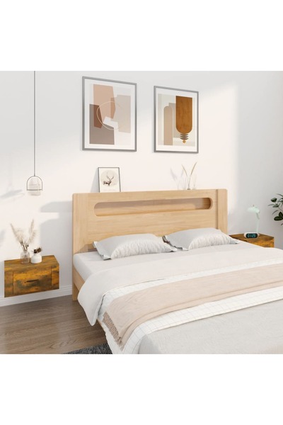 Concept Noptiere de perete, 2 buc., stejar fumuriu, 50x36x25 cm