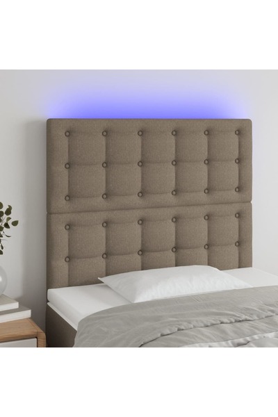 Concept Tăblie de pat cu LED, gri taupe, 100x5x118/128 cm, textil