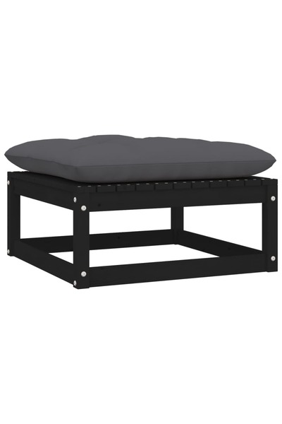 Concept Taburet de grădină cu pernă, negru, lemn masiv de pin