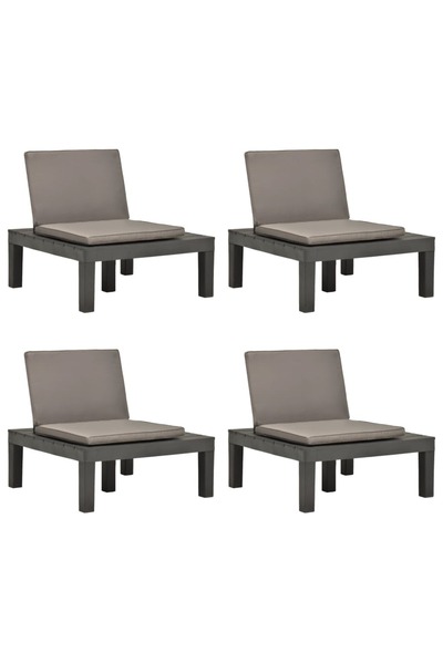 Concept Șezlonguri de grădină cu perne, 4 buc., antracit, plastic