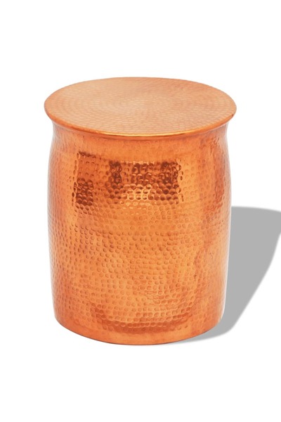 Concept Scaun/masă laterală, aluminiu bătut la ciocan, cupru/alamă