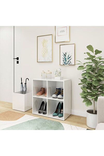 Concept Παπουτσοθήκη για διάδρομο, γυαλιστερό λευκό, 105x35,5x70 cm, μοριοσανίδα