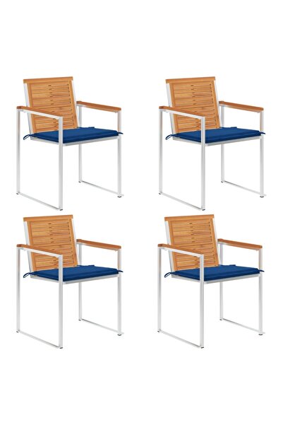 Concept Καρέκλες κήπου με μαξιλάρια, 4 τεμ., από μασίφ ξύλο ακακίας