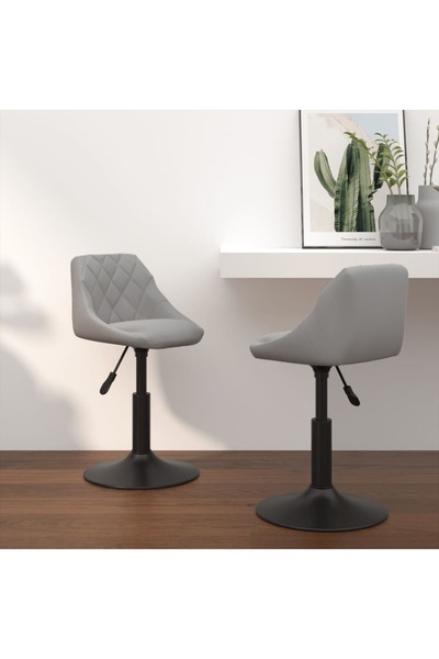 Concept Περιστρεφόμενες καρέκλες κουζίνας, 2 τεμ., ανοιχτό γκρι, Βελούδο
