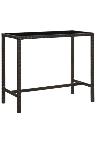 Concept Τραπέζι μπαρ κήπου, καφέ, 130x60x110cm, πολυρατάν και γυαλί