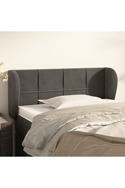 Concept Tăblie de pat cu aripioare gri închis 93x23x78/88 cm catifea