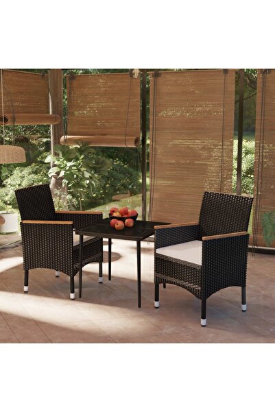 Concept Σετ επίπλων κήπου, με μαξιλάρια, 3 τεμάχια, μαύρο