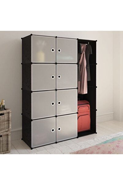 Concept Modular wardrobe with 9 compartments, 37x115x150 cm, black and white
