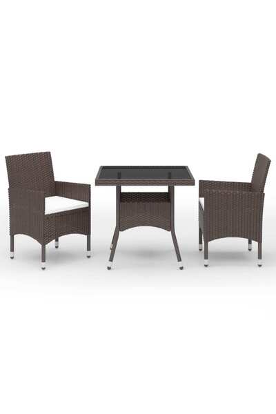 Concept Set mobilier de grădină, 3 piese, poliratan și sticlă