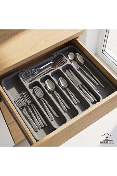 Elindor ® Cutlery and Kitchen Utensil Organizer, 5-7 Compartments, Extensible...