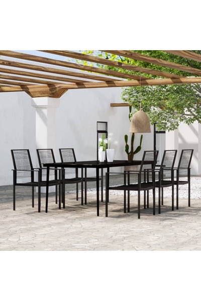 Concept Set de mobilier pentru grădină, 7 piese, negru