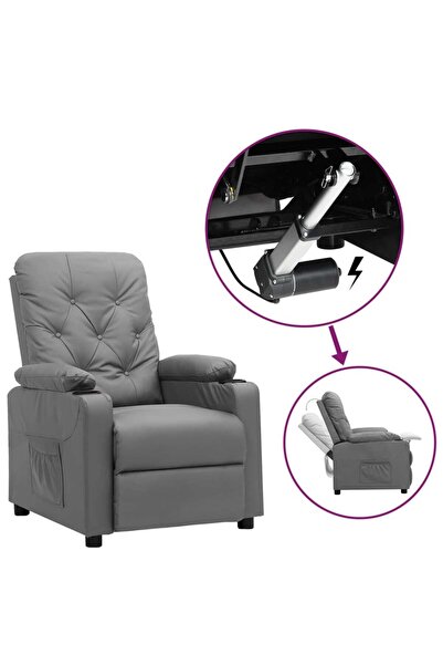Concept Ανακλινόμενη πολυθρόνα με ανελκυστήρα, γκρι, τεχνητό Δερμάτινο