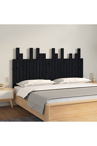 Concept Κεφαλάρι τοίχου, μαύρο 146,5x3x80 cm από μασίφ ξύλο πεύκου