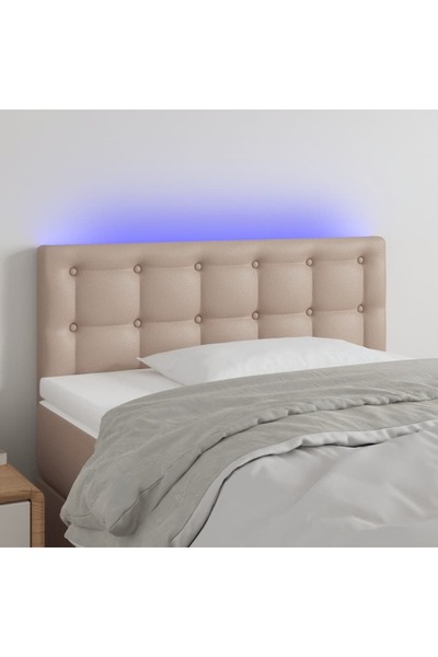 Concept Tăblie de pat cu LED, cappuccino, 90x5x78/88cm, piele ecologică