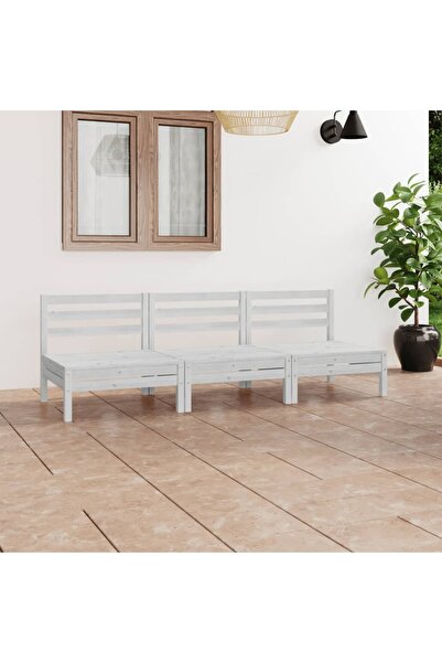 Concept Σετ επίπλων κήπου, 3 τεμάχια, λευκό, μασίφ ξύλο πεύκου