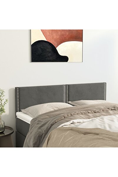 Concept Tăblii de pat, 2 buc., gri închis, 72x5x78/88 cm, catifea