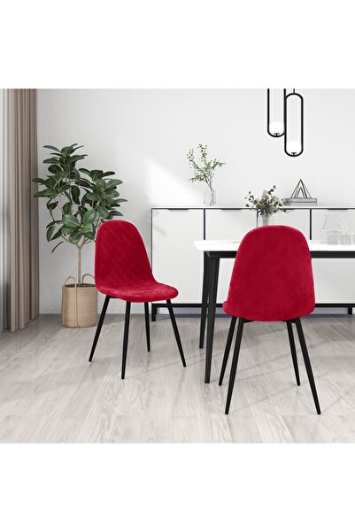 Concept Καρέκλες κουζίνας, 2 τεμ., κόκκινο κρασί, Βελούδο
