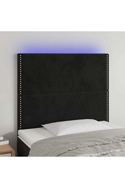 Concept Tăblie de pat cu LED, negru, 100x5x118/128 cm, catifea
