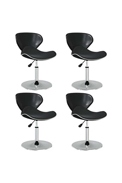 Concept Καρέκλες κουζίνας, 4 τεμ., μαύρες, οικολογικό Δερμάτινο