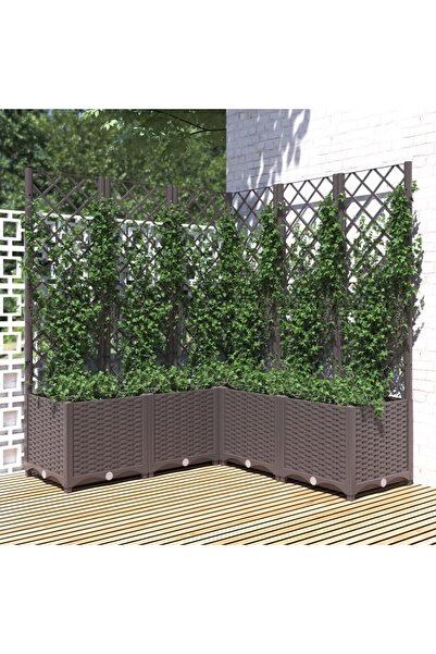 Concept Jardinieră de grădină cu spalier, maro, 120x120x136 cm, PP