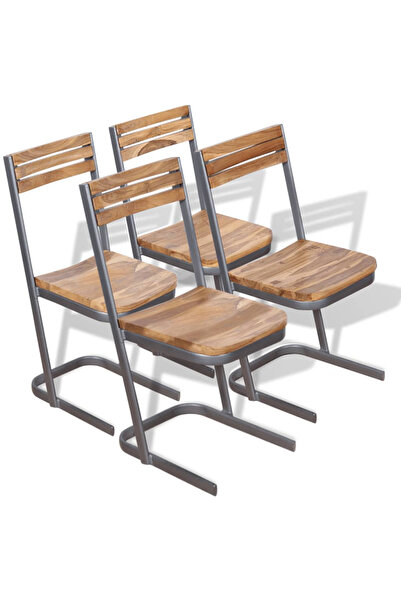 Concept Καρέκλες κουζίνας από μασίφ ξύλο τικ, 4 τεμάχια.