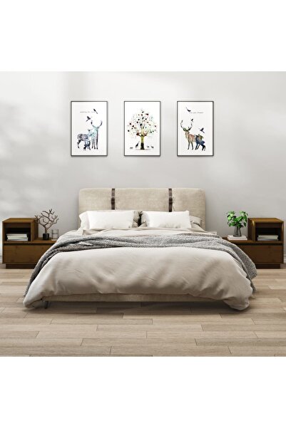 Concept Noptiere, 2 buc, maro miere, 60x34x51 cm, lemn masiv de pin