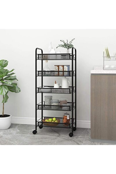 Concept Τροχήλατο τρόλεϊ κουζίνας, 5 επίπεδα, μαύρο, 46x26x105 cm, σίδερο