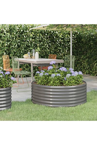 Concept Γκρι γλάστρα κήπου 100x100x36 cm ηλεκτροστατικά βαμμένη από ατσάλι