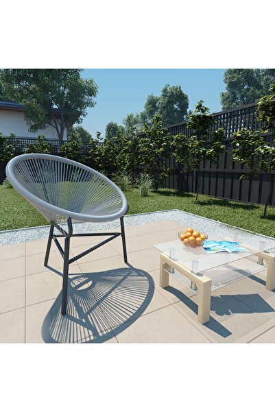 Concept Πολυθρόνα κήπου σε σχήμα φεγγαριού, γκρι, πολυρατάν