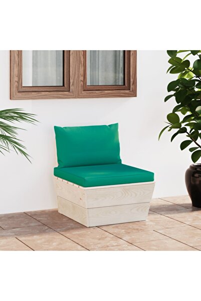 Concept Canapea de grădină din paleți, de mijloc, cu perne, lemn molid