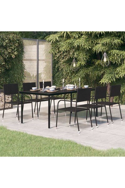 Concept Τραπέζι κουζίνας κήπου, μαύρο, 200x100x74 cm, ατσάλι/γυαλί