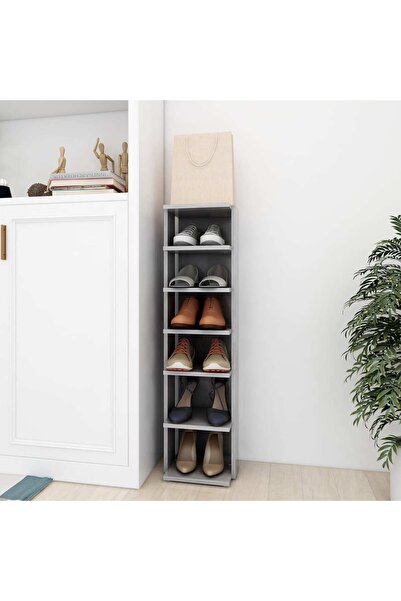 Concept Ράφι παπουτσιών, γκρι χρώματος τσιμέντου, 25x27x102 cm, μοριοσανίδα