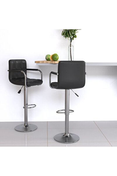 Concept Σκαμπό μπαρ, 2 τεμ., μαύρο, οικολογικό Δερμάτινο
