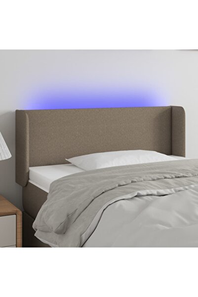 Concept Tăblie de pat cu LED, gri taupe, 93x16x78/88 cm, textil