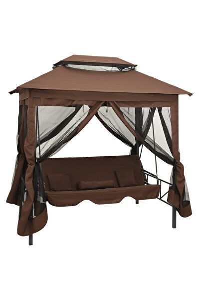 Concept Επεκτεινόμενη κουνιστή πολυθρόνα με σκίαστρο, καφέ