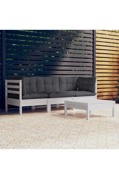 Concept Set mobilier de grădină cu perne,4 piese, antracit,lemn de pin