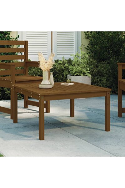 Concept Τραπέζι κήπου, μελί καφέ, 82,5x82,5x45 εκ., μασίφ ξύλο πεύκου