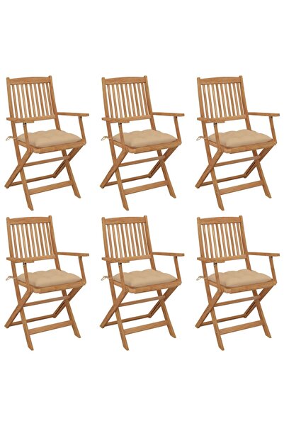 Concept Πτυσσόμενες καρέκλες κήπου, με μαξιλάρια, 6 τεμ., από μασίφ ξύλο ακακίας