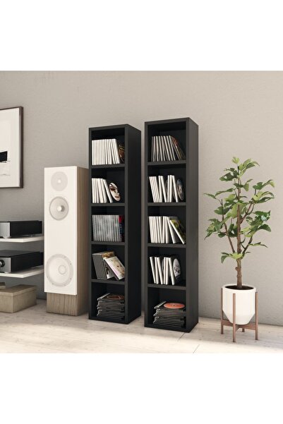 Concept Θήκες CD, 2 τεμ., μαύρες, 21 x 16 x 93,5 cm, μοριοσανίδα